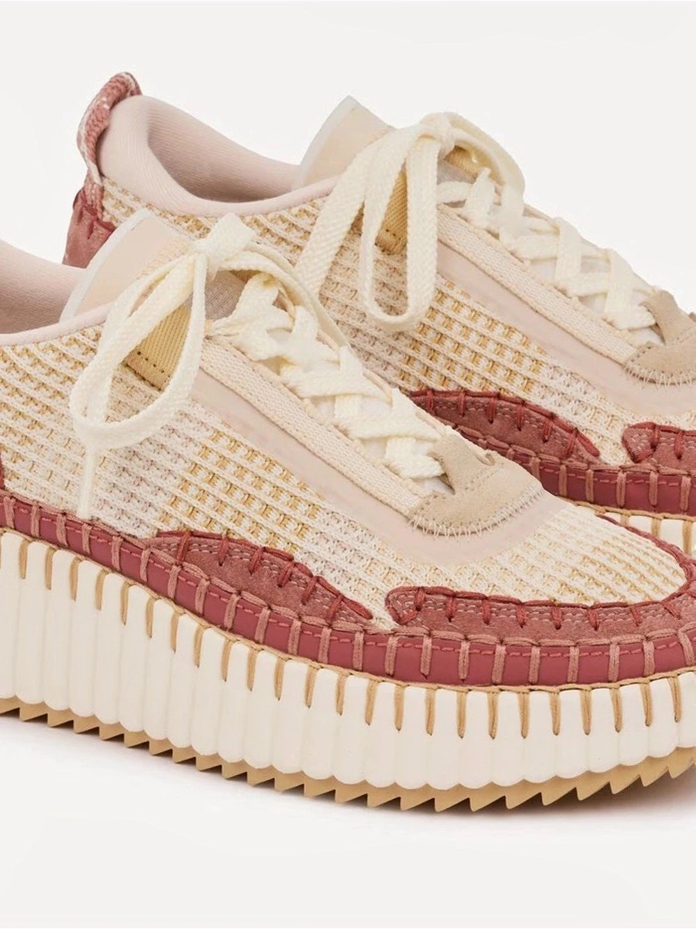 Chloé Nama Sneakers in Straw Beige Size 37
